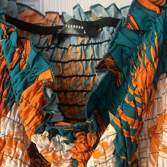 Floral tropical dress bodycon floral spring size Large - Picture 5 of 5